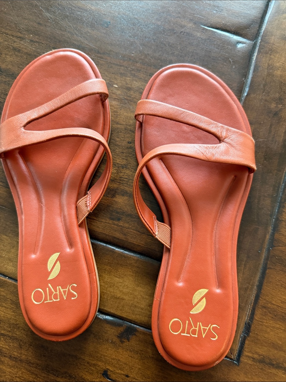 Franco Sarto Orange Strappy Slide Sandals
